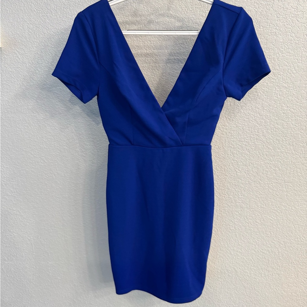 Lulu's Royal Blue V-Neck Mini Dress